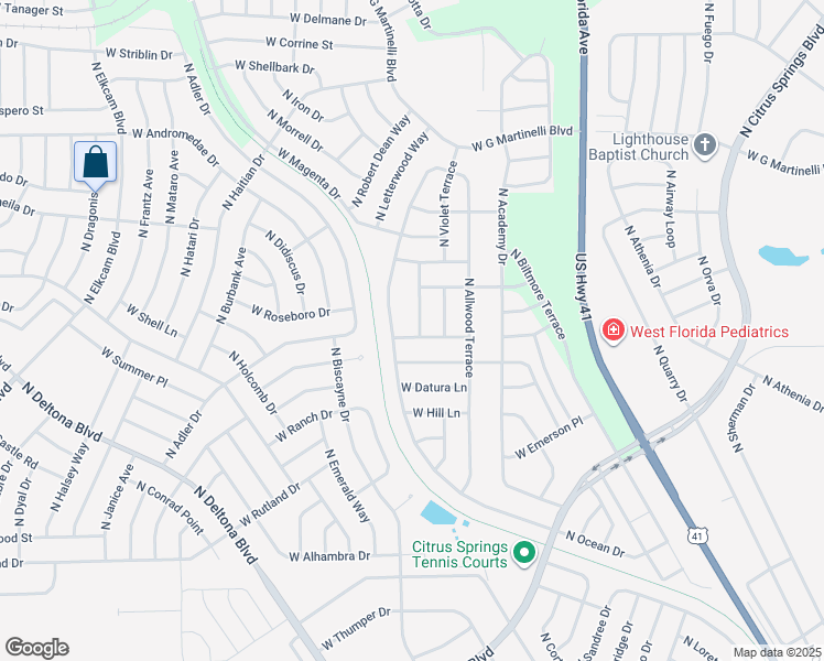 map of restaurants, bars, coffee shops, grocery stores, and more near 10597 North Skylark Terrace in Citrus Springs