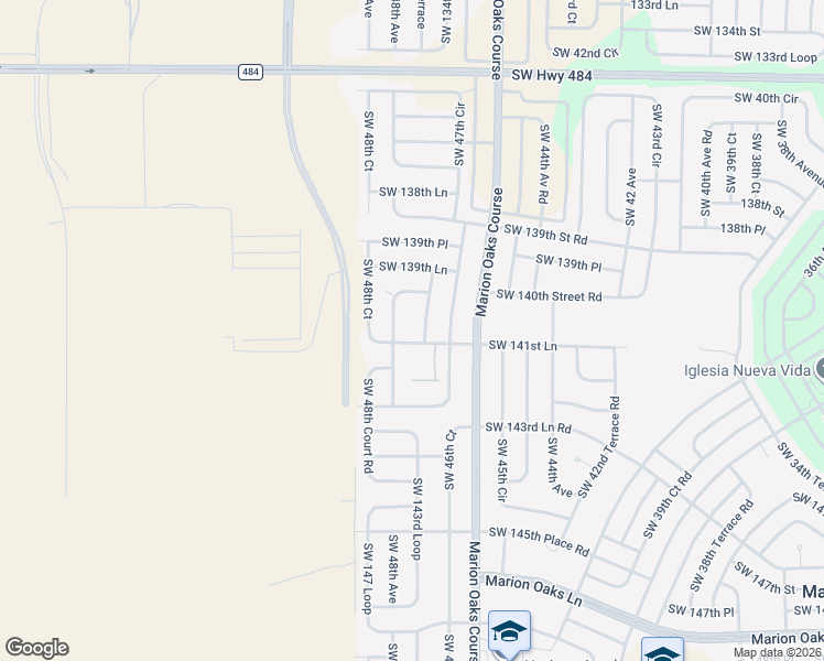 map of restaurants, bars, coffee shops, grocery stores, and more near 14059 47th Avenue in Ocala