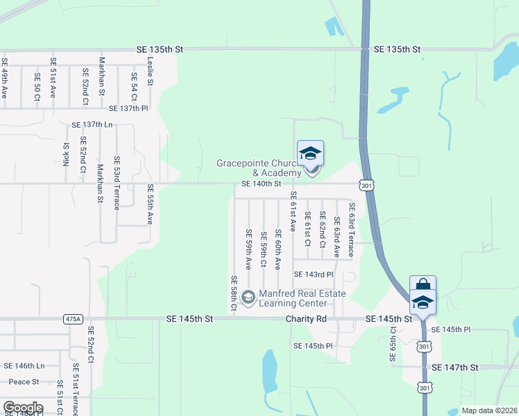 map of restaurants, bars, coffee shops, grocery stores, and more near 14080 Southeast 59th Court in Summerfield