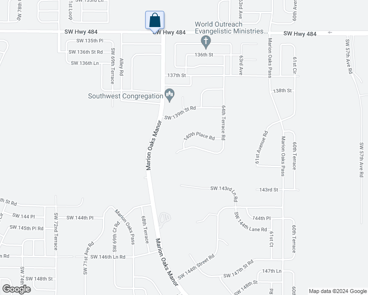 map of restaurants, bars, coffee shops, grocery stores, and more near 64th Terrace Road in Ocala