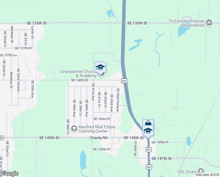 map of restaurants, bars, coffee shops, grocery stores, and more near 6290 Southeast 140th Place in Summerfield