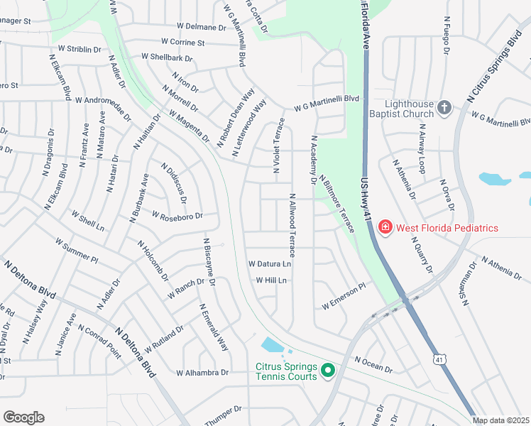map of restaurants, bars, coffee shops, grocery stores, and more near 10597 North Skylark Terrace in Citrus Springs