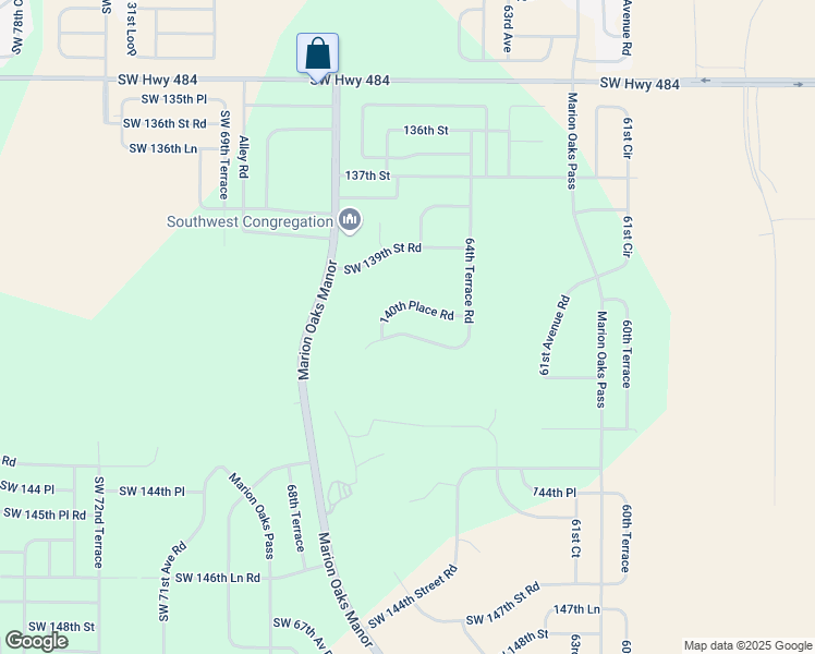 map of restaurants, bars, coffee shops, grocery stores, and more near 64th Terrace Road in Ocala