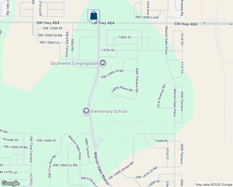 map of restaurants, bars, coffee shops, grocery stores, and more near 64th Terrace Road in Ocala