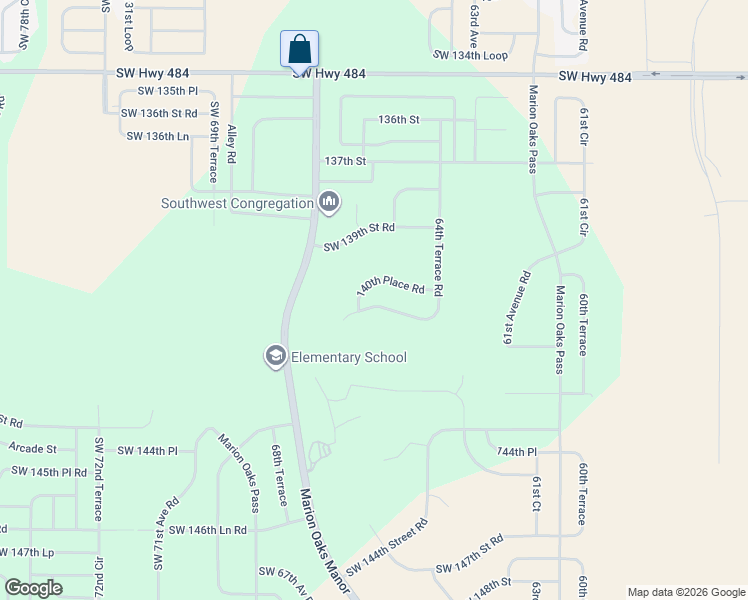 map of restaurants, bars, coffee shops, grocery stores, and more near 64th Terrace Road in Ocala