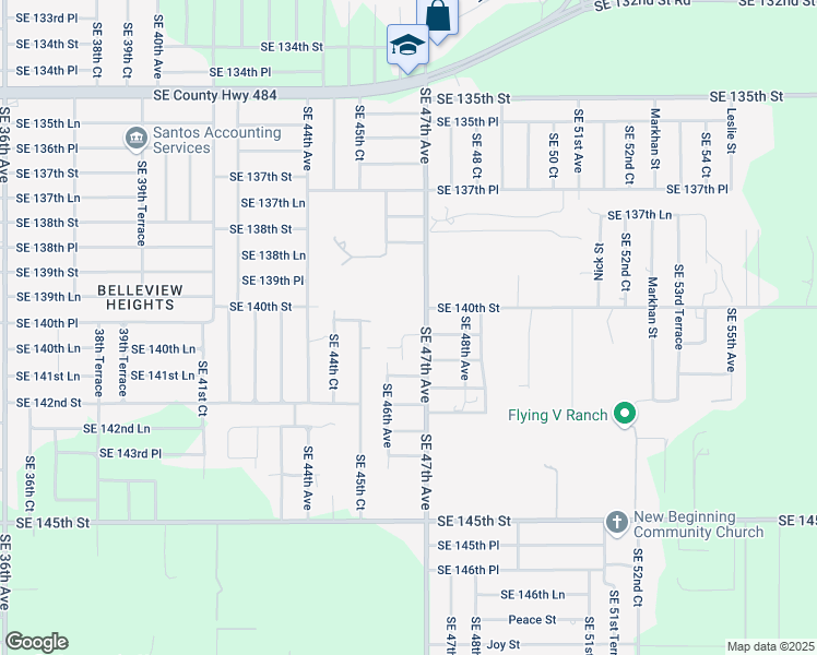map of restaurants, bars, coffee shops, grocery stores, and more near 14055 Southeast 46th Court in Summerfield