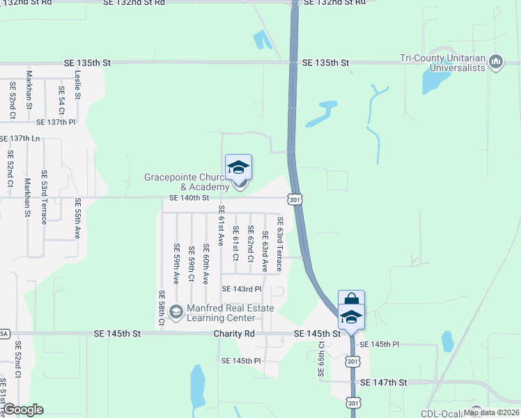 map of restaurants, bars, coffee shops, grocery stores, and more near 6290 Southeast 140th Place in Summerfield