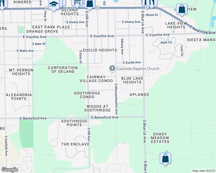 map of restaurants, bars, coffee shops, grocery stores, and more near 812 Friendship Drive in DeLand