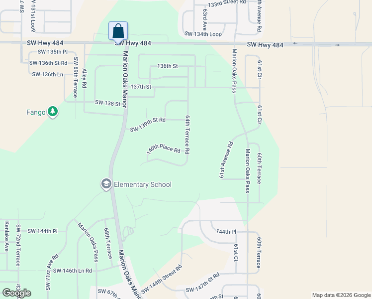map of restaurants, bars, coffee shops, grocery stores, and more near 64th Terrace Road in Ocala