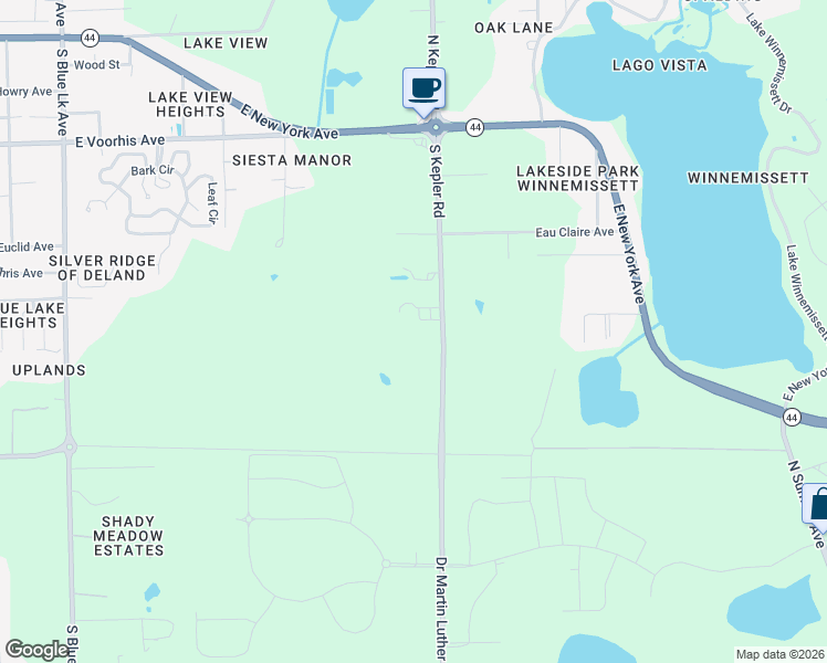 map of restaurants, bars, coffee shops, grocery stores, and more near 606 South Kepler Road in DeLand