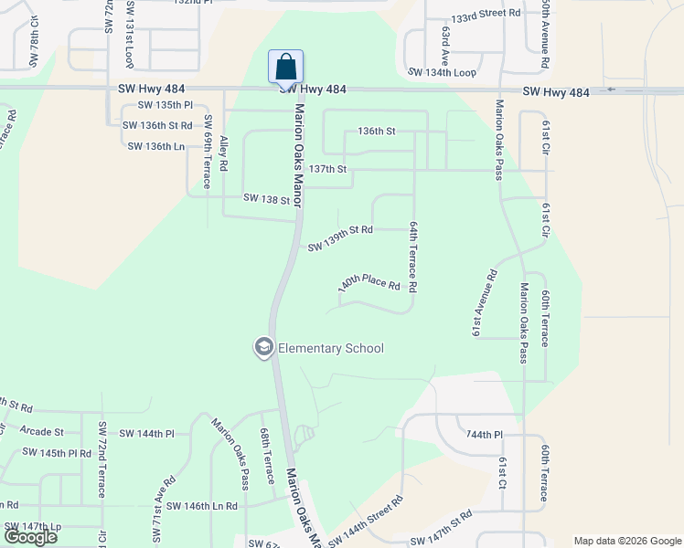 map of restaurants, bars, coffee shops, grocery stores, and more near 6500 Southwest 139th Street Road in Ocala