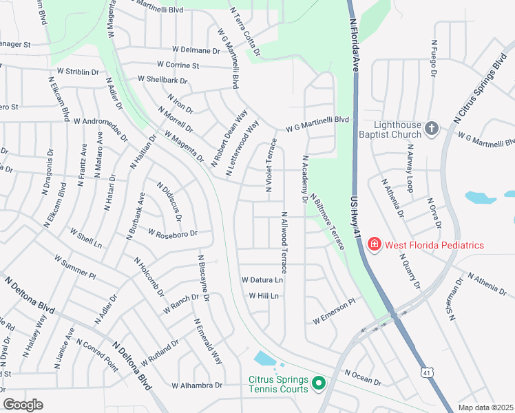 map of restaurants, bars, coffee shops, grocery stores, and more near 1636 West Copper Lane in Citrus Springs