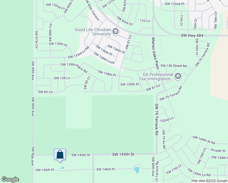 map of restaurants, bars, coffee shops, grocery stores, and more near 8392 Southwest 139th Lane Road in Ocala