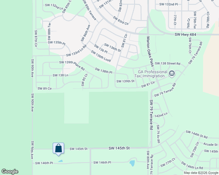 map of restaurants, bars, coffee shops, grocery stores, and more near 8392 Southwest 139th Lane Road in Ocala