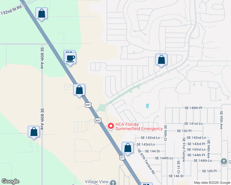 map of restaurants, bars, coffee shops, grocery stores, and more near 13969 Southeast 85th Court in Summerfield