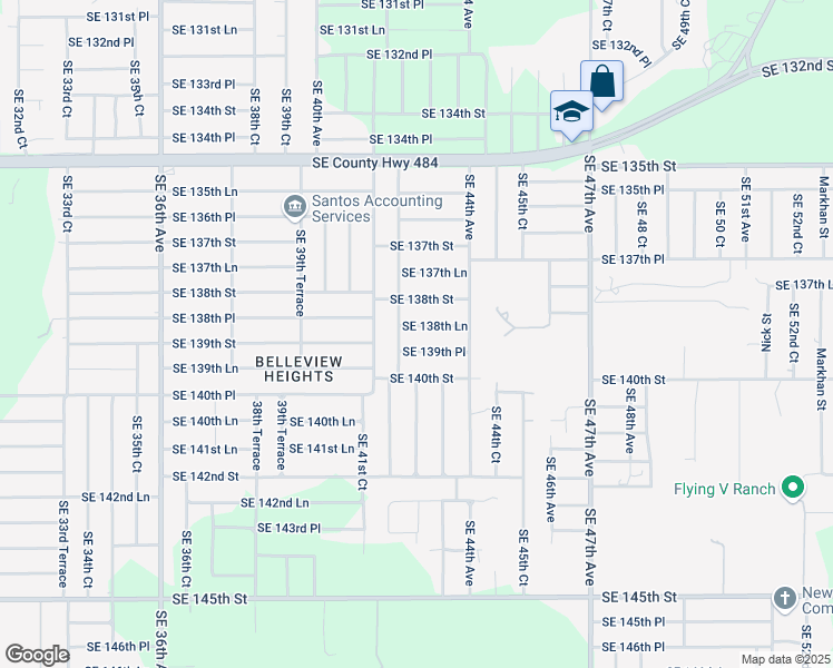 map of restaurants, bars, coffee shops, grocery stores, and more near 4285 Southeast 138th Lane in Summerfield