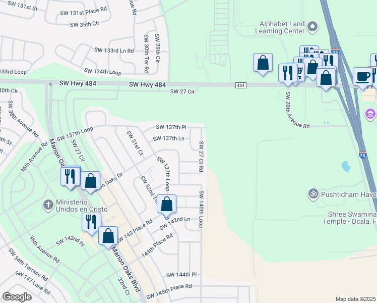 map of restaurants, bars, coffee shops, grocery stores, and more near 2831 Southwest 139th Street in Ocala