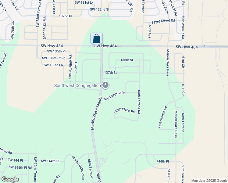 map of restaurants, bars, coffee shops, grocery stores, and more near 66th Terrace in Ocala