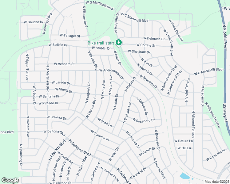 map of restaurants, bars, coffee shops, grocery stores, and more near 10790 North Hatari Drive in Citrus Springs
