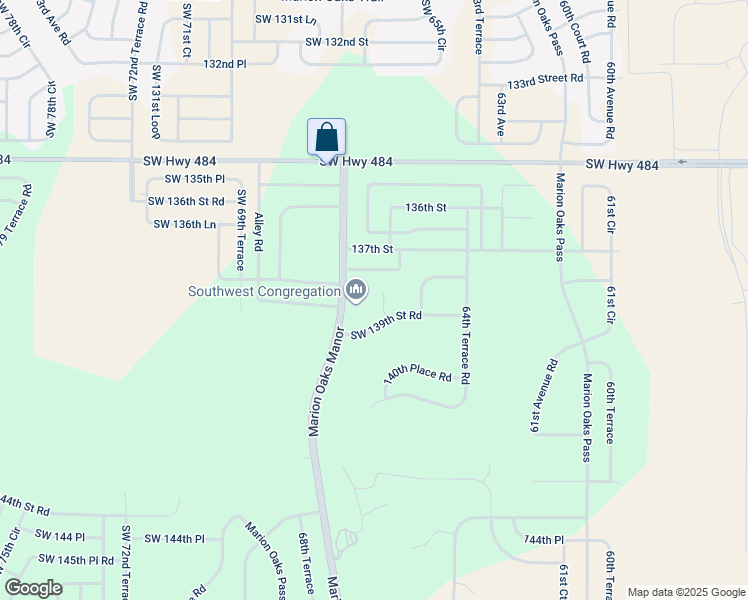 map of restaurants, bars, coffee shops, grocery stores, and more near 66th Terrace in Ocala