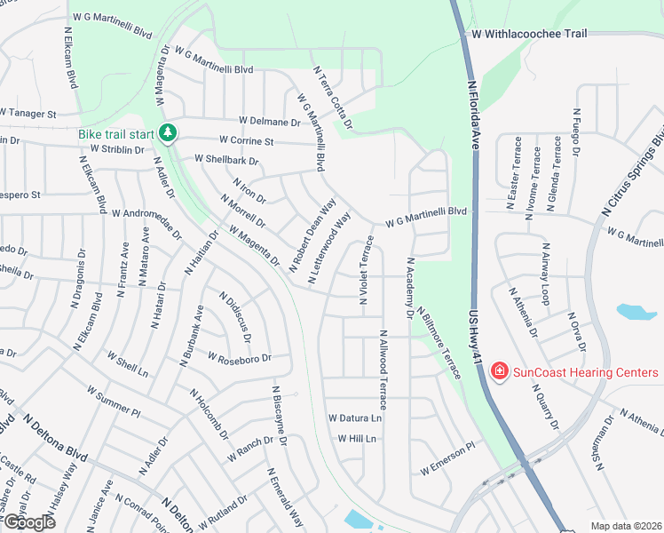 map of restaurants, bars, coffee shops, grocery stores, and more near 10898 North Ocean Drive in Citrus Springs