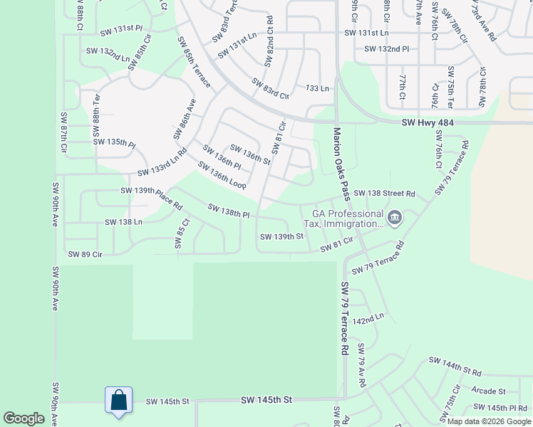 map of restaurants, bars, coffee shops, grocery stores, and more near 13639 Southwest 81 Circle in Ocala