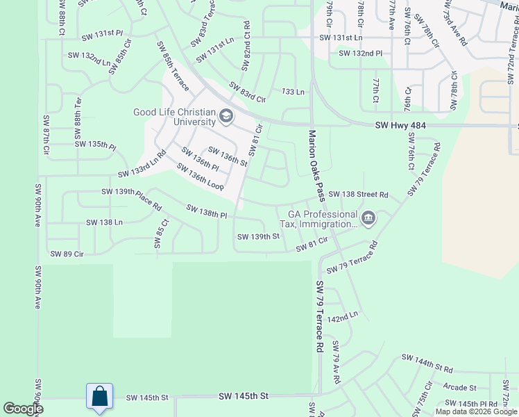 map of restaurants, bars, coffee shops, grocery stores, and more near 8220 Southwest 138 Street Road in Ocala