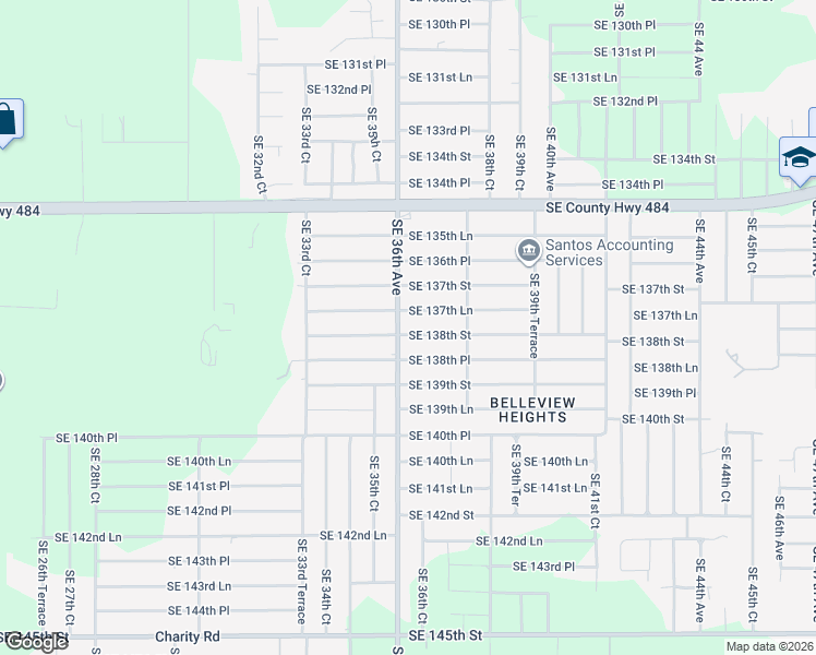 map of restaurants, bars, coffee shops, grocery stores, and more near 3676 Southeast 137th Lane in Summerfield