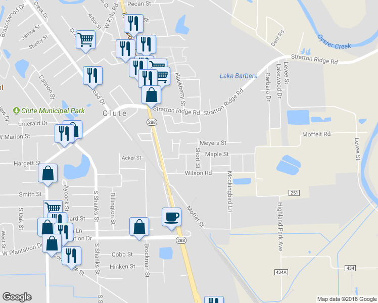 map of restaurants, bars, coffee shops, grocery stores, and more near 914 Maple St in Clute