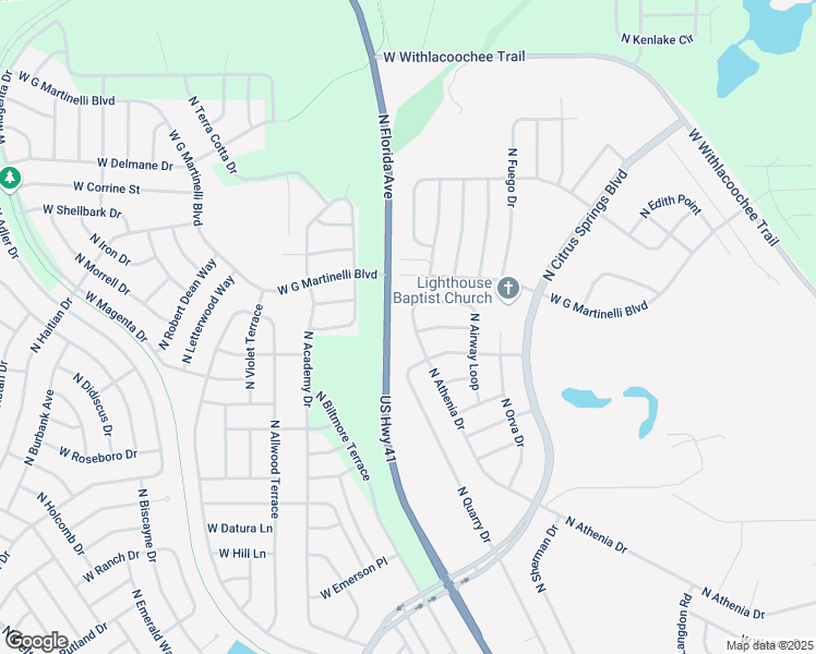 map of restaurants, bars, coffee shops, grocery stores, and more near 1185 West Franconia Lane in Citrus Springs