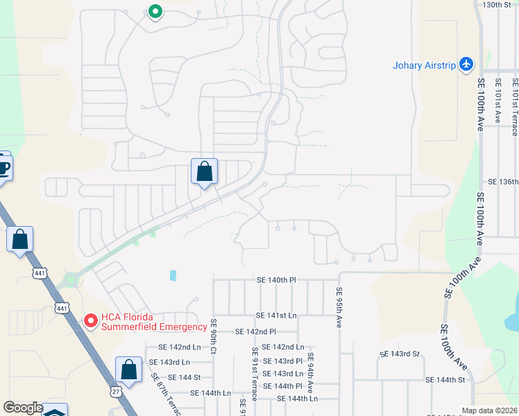 map of restaurants, bars, coffee shops, grocery stores, and more near 9153 Southeast 137 Street Road in Summerfield
