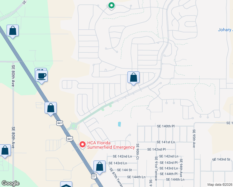 map of restaurants, bars, coffee shops, grocery stores, and more near 13775 Southeast 88th Court in Summerfield