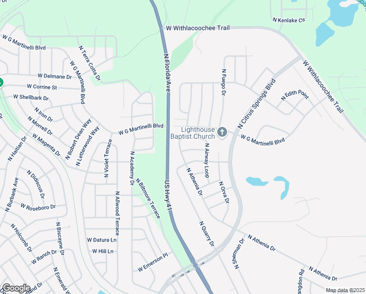 map of restaurants, bars, coffee shops, grocery stores, and more near 1185 West Franconia Lane in Citrus Springs