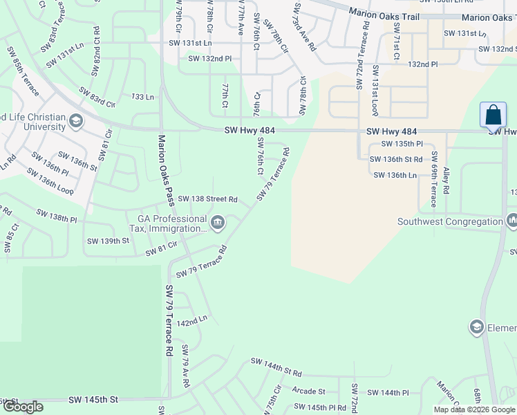 map of restaurants, bars, coffee shops, grocery stores, and more near Southwest 79 Terrace in Ocala