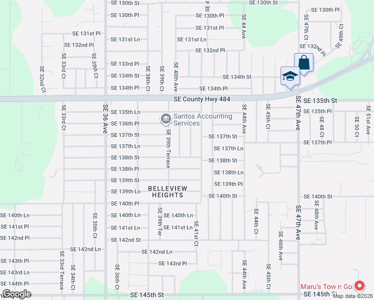 map of restaurants, bars, coffee shops, grocery stores, and more near 13750 Southeast 40th Terrace in Summerfield