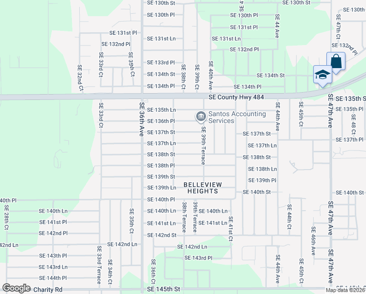 map of restaurants, bars, coffee shops, grocery stores, and more near 3830 Southeast 137th Lane in Summerfield