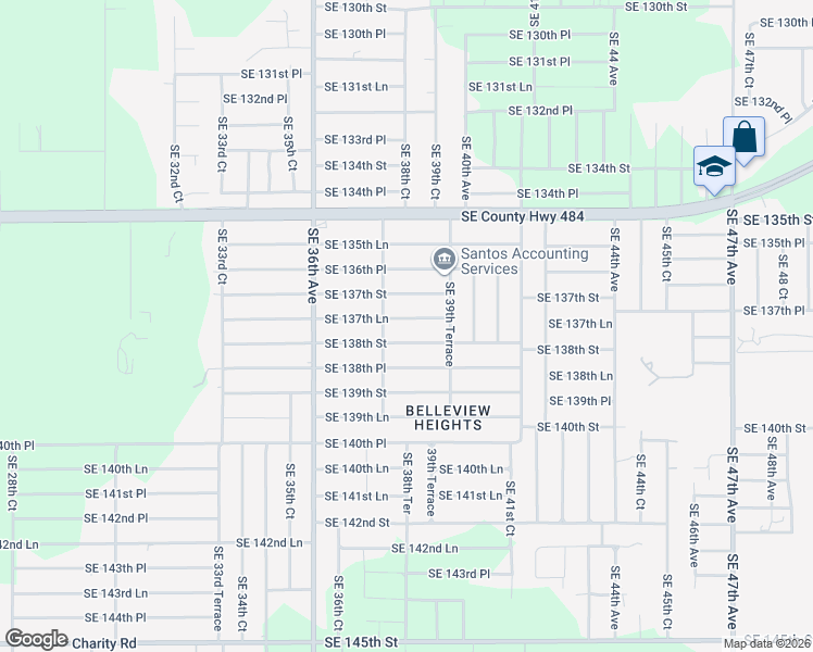 map of restaurants, bars, coffee shops, grocery stores, and more near 3830 Southeast 137th Lane in Summerfield