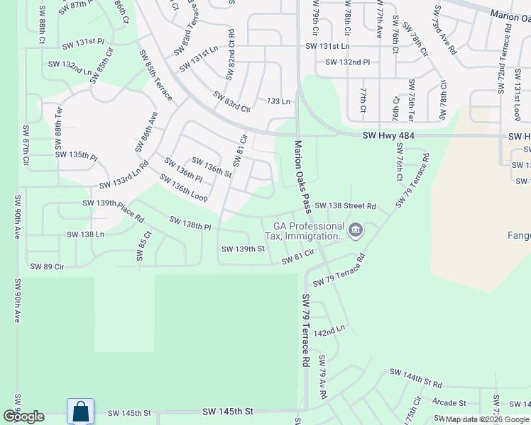 map of restaurants, bars, coffee shops, grocery stores, and more near 8137 Southwest 138 Street Road in Ocala