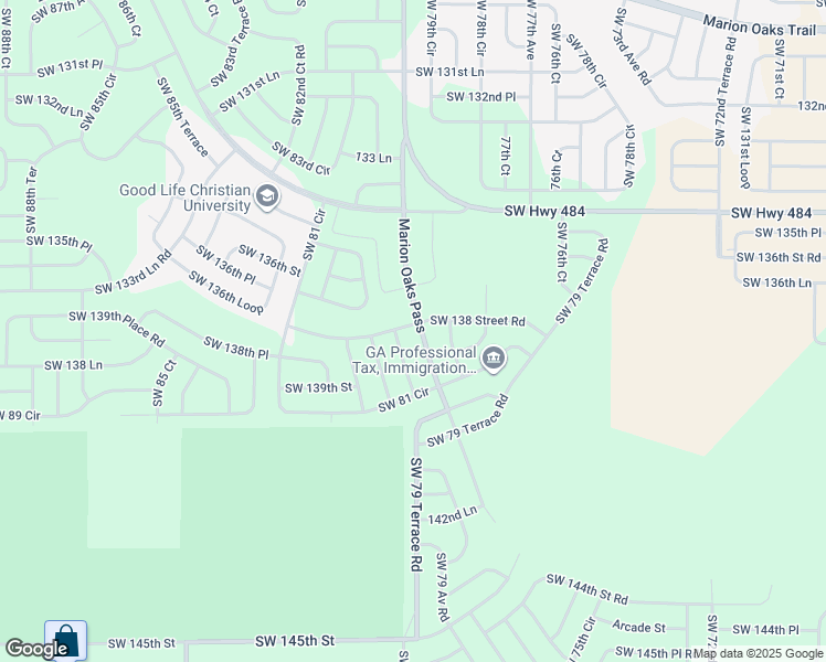 map of restaurants, bars, coffee shops, grocery stores, and more near 785 Marion Oaks Pass in Ocala