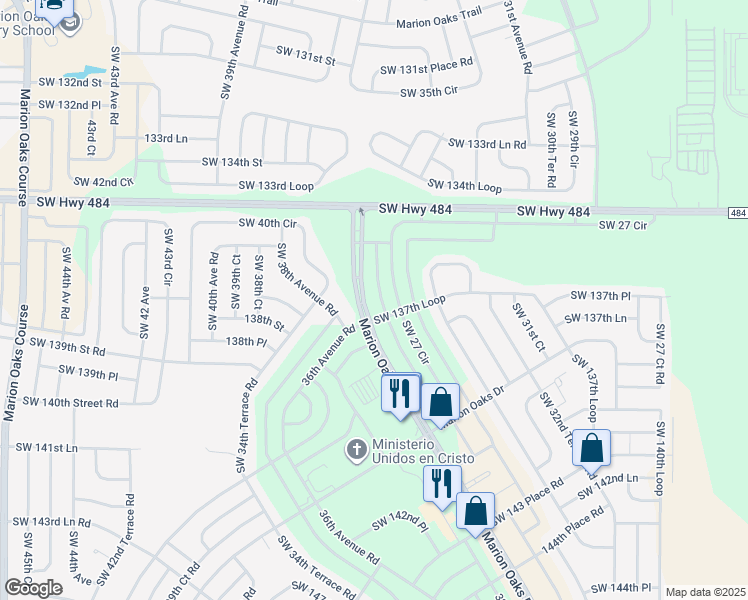 map of restaurants, bars, coffee shops, grocery stores, and more near 125 Marion Oaks Boulevard in Ocala