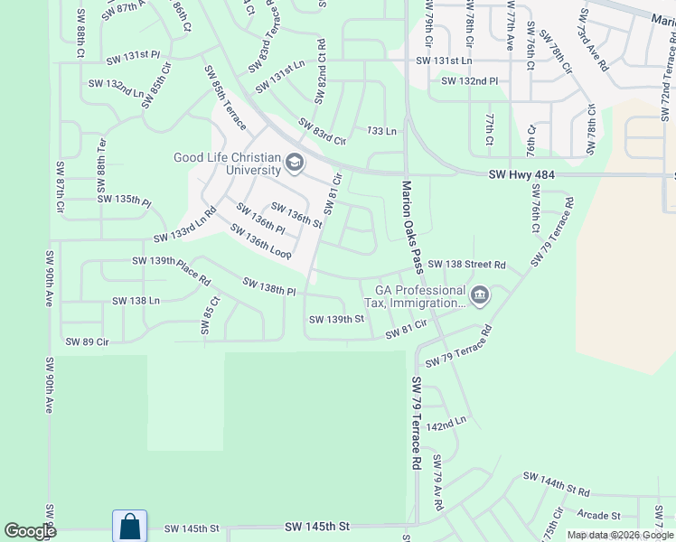 map of restaurants, bars, coffee shops, grocery stores, and more near 8220 Southwest 138 Street Road in Ocala