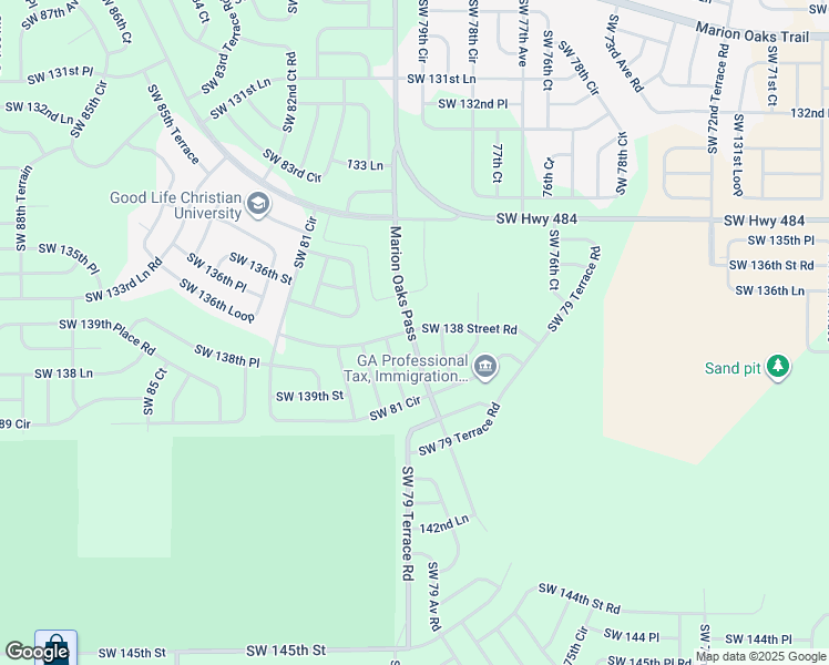 map of restaurants, bars, coffee shops, grocery stores, and more near 780 Marion Oaks Pass in Ocala
