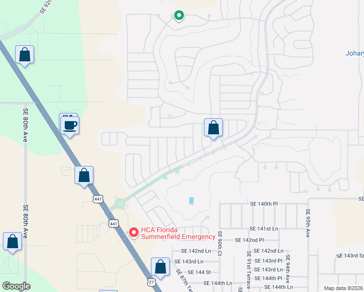 map of restaurants, bars, coffee shops, grocery stores, and more near 13775 Southeast 88th Court in Summerfield