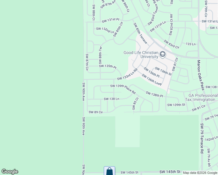 map of restaurants, bars, coffee shops, grocery stores, and more near Southwest 138th Street in Ocala