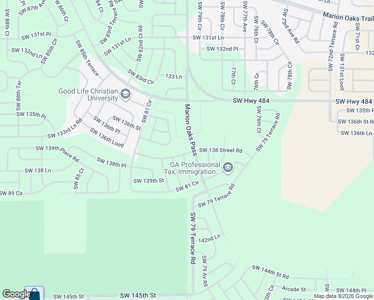 map of restaurants, bars, coffee shops, grocery stores, and more near 785 Marion Oaks Pass in Ocala