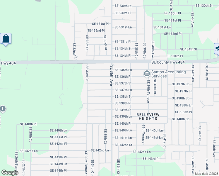 map of restaurants, bars, coffee shops, grocery stores, and more near 3560 Southeast 137th Lane in Summerfield