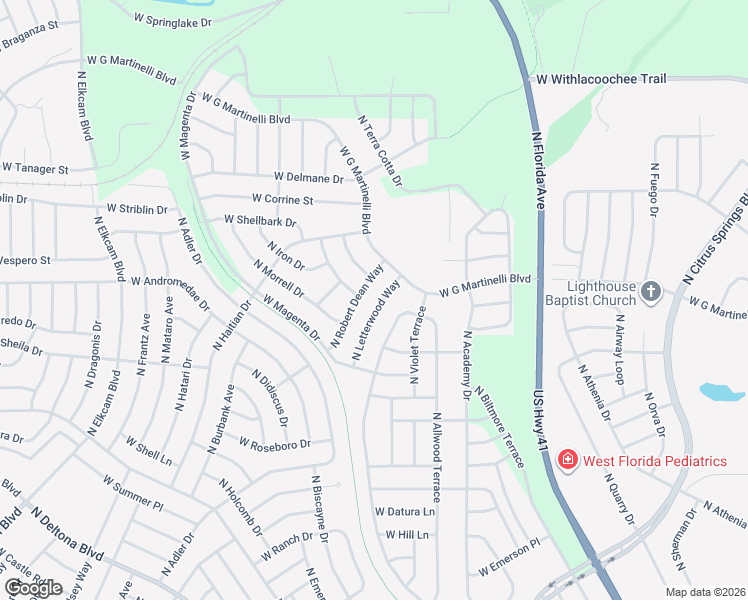 map of restaurants, bars, coffee shops, grocery stores, and more near 10975 North Robert Dean Way in Citrus Springs