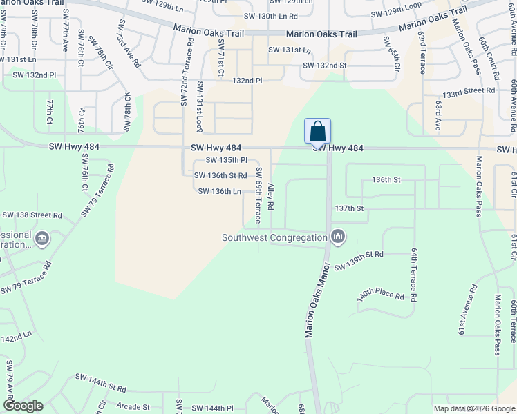map of restaurants, bars, coffee shops, grocery stores, and more near Southwest 69th Terrace in Marion Oaks