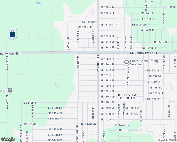 map of restaurants, bars, coffee shops, grocery stores, and more near 3482 Southeast 137th Street in Summerfield