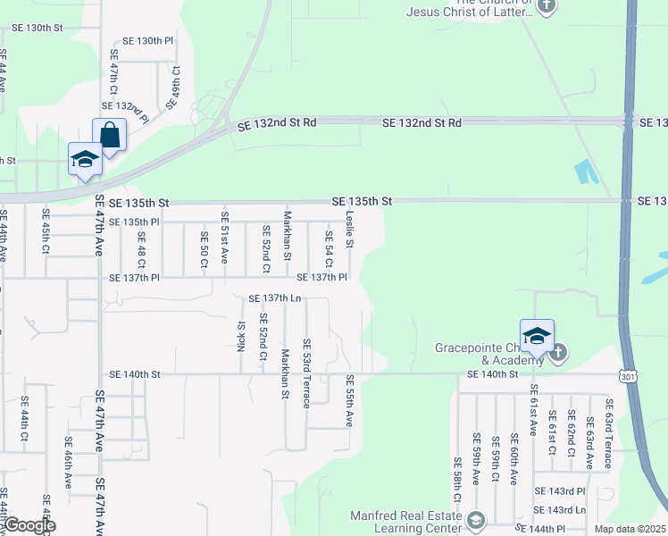 map of restaurants, bars, coffee shops, grocery stores, and more near 13665 Southeast 54 Court in Summerfield